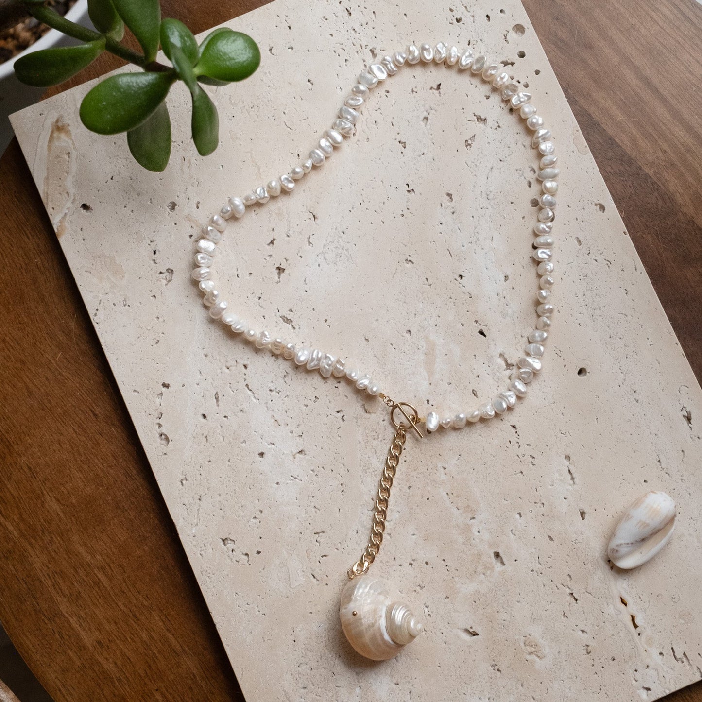 Marbella Pearl and Seashell Necklace