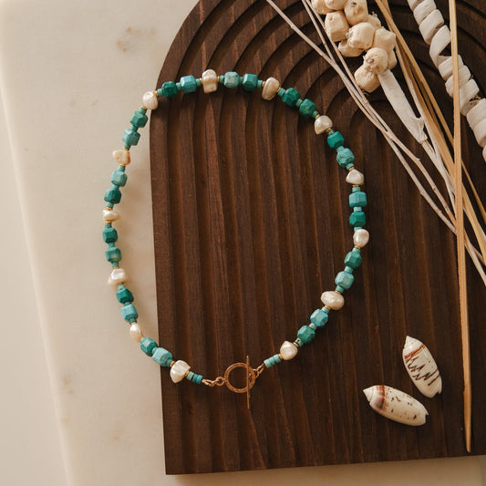 Teresa Turquoise and Pearl Necklace